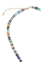 Evil Eye Pendant Heishi Beaded Necklace, 14k Yellow Gold & Heishi Beads